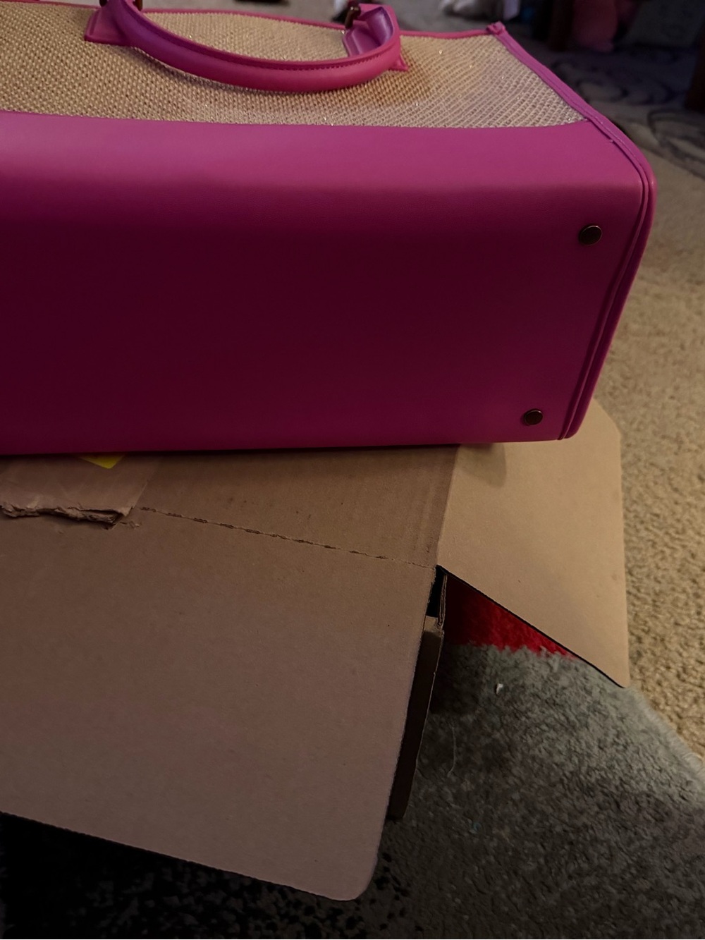 Pink Straw-Trim Tote - Picture 8 of 15
